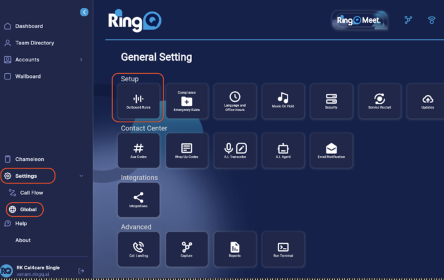 Creating outbound rules in RingQ